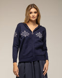 Chaqueta de punto con cremallera y bolsillos, capucha y dibujo de copo de nieve - Tantra Spain