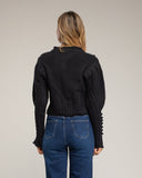 Chaqueta de punto de crochet con detalles de pompones y flores. (NEGRO) - Tantra Spain