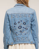 Chaqueta denim con bordados de flores en la espalda, strass y lentejuelas - Tantra Spain