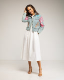 Chaqueta denim con dibujo de mariposa bordado y lentejuelas - Tantra Spain