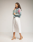 Chaqueta denim con dibujo de mariposa bordado y lentejuelas - Tantra Spain