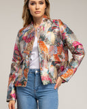 Chaqueta estampada de brocado con cintura fruncida - Tantra Spain
