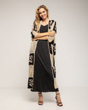 Chaqueta larga de crochet bicolor con bordados - Tantra Spain
