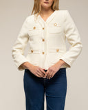 Chaqueta tipo tweed con 4 bolsillos frontales y botones dorados - Tantra Spain
