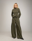 Conjunto de Cuadros: Top Peplum y Pantalón de Pierna Ancha - Tantra Spain