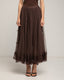 Fada midi de tul, con encaje en la parte inferior y detalles de lazos (MARRON) - Tantra Spain