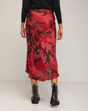 Falda estampada midi con seda, vuelo y cintura elástica. - Tantra Spain