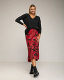 Falda estampada midi con seda, vuelo y cintura elástica. - Tantra Spain