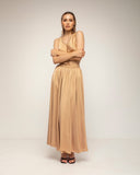 falda larga de vuelo con cintura elastica (Camel) - Tantra Spain