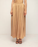 falda larga de vuelo con cintura elastica (Camel) - Tantra Spain