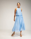 Falda midi con cintura elástica y varias capas (BLUE) - Tantra Spain