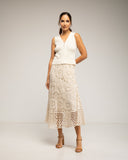 Falda midi con cintura elástica y varias capas (CAMEL) - Tantra Spain