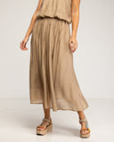 Falda midi con cintura elástica y varias capas (CAMEL) - Tantra Spain