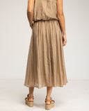 Falda midi con cintura elástica y varias capas (CAMEL) - Tantra Spain