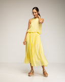 Falda midi con cintura elástica y varias capas (YELLOW) - Tantra Spain