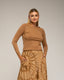 Falda midi con seda, estampado geométrico, vuelo, bolsillos y cintura elástica. - Tantra Spain