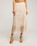 Falda midi de crochet con cintura elastica - Tantra Spain