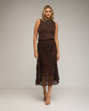 Falda midi de crochet con cintura elástica. - Tantra Spain