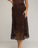 Falda midi de crochet con cintura elástica. - Tantra Spain