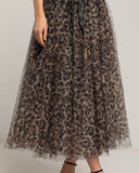 Falda midi de tul con varias capas, corte en A, de animal print, cintura elástica - Tantra Spain