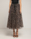 Falda midi de tul con varias capas, corte en A, de animal print, cintura elástica - Tantra Spain