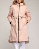 Gabardina larga con capucha, cierre de cremallera y ajustable en la cintura (PINK) - Tantra Spain