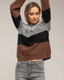 Jersey de cuello redondo con lana y franjas de colores. - Tantra Spain