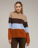 Jersey de cuello redondo con lana y franjas de colores. - Tantra Spain