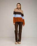 Jersey de cuello redondo con lana y franjas de colores. - Tantra Spain