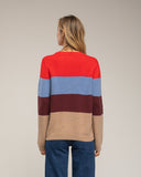 Jersey de cuello redondo con lana y franjas de colores. - Tantra Spain