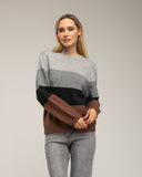 Jersey de cuello redondo con lana y franjas de colores. - Tantra Spain