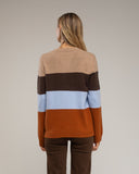 Jersey de cuello redondo con lana y franjas de colores. - Tantra Spain