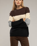 Jersey de cuello redondo con lana y franjas de colores. - Tantra Spain