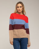 Jersey de cuello redondo con lana y franjas de colores. - Tantra Spain
