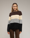 Jersey de cuello redondo con lana y franjas de colores. - Tantra Spain