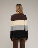 Jersey de cuello redondo con lana y franjas de colores. - Tantra Spain