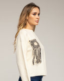 Jersey de punto con bolsillo y detalle de crochet (BEIGE) - Tantra Spain