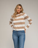 Jersey de punto de rayas con cuello redondo. - Tantra Spain