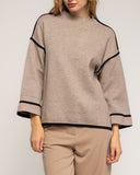 Jersey de punto fino con detalle de pespunte en negro en los laterales mangas y bajo - Tantra Spain