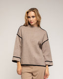 Jersey de punto fino con detalle de pespunte en negro en los laterales mangas y bajo - Tantra Spain