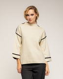 Jersey de punto fino con detalle de pespunte en negro en los laterales mangas y bajo - Tantra Spain