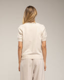 Jersey de punto fino con detalles de piedras de strass en el cuello. - Tantra Spain