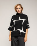 Jersey de punto fino estampado geometrico con manga francesa y detalle de boton - Tantra Spain