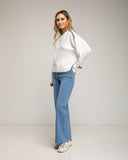 Jersey de punto oversize con detalle de pespunte en el bajo y en los hombros. (BLANCO) - Tantra Spain