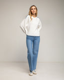 Jersey de punto oversize con detalle de pespunte en el bajo y en los hombros. (BLANCO) - Tantra Spain