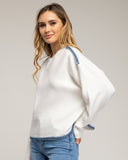 Jersey de punto oversize con detalle de pespunte en el bajo y en los hombros. (BLANCO) - Tantra Spain