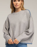 Jersey de punto oversize con detalle de pespunte en el bajo y en los hombros. (GRIS) - Tantra Spain