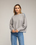 Jersey de punto oversize con detalle de pespunte en el bajo y en los hombros. (GRIS) - Tantra Spain
