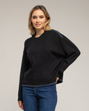 Jersey de punto oversize con detalle de pespunte en el bajo y en los hombros. (NEGRO) - Tantra Spain