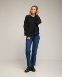 Jersey de punto oversize con detalle de pespunte en el bajo y en los hombros. (NEGRO) - Tantra Spain